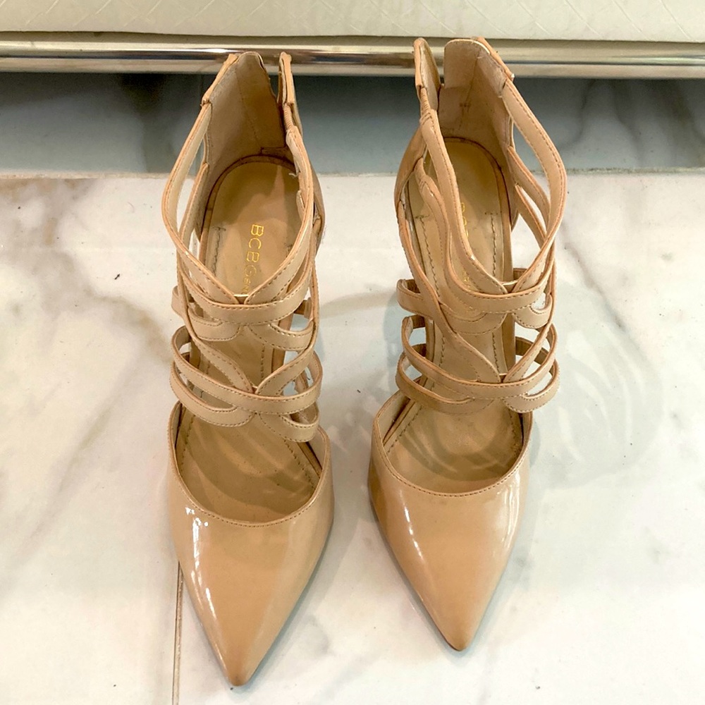 Nude caged pointed heels by BCBGeneration